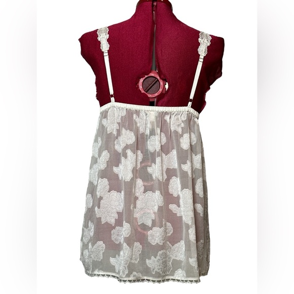 NWOT NK Imode Silk bridal babydoll chemise bow, pearl and rayon lace details - Picture 4 of 15